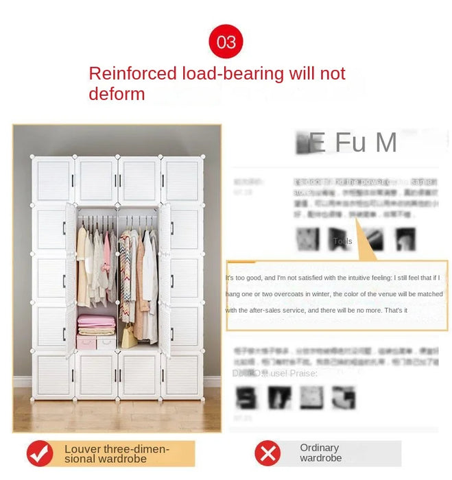 Multifunction Home Bedroom Furniture Simple Wardrobe Assembly Plastic Storage Dressing Small Clothe Cabinet Cloth Partition Rack