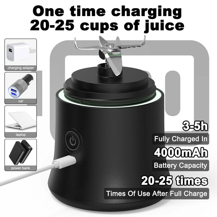 Portable Blender Personal Juicer - Kitchen 20oz USB Rechargeable 4000mAh Large Battery With 6 Blades for Smoothies Shakes Baby