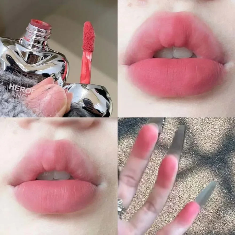 6-Color Lasting Matte Lip Gloss Non-Stick Cup Velvet Smooth Pomegranate Color Plump Lips Waterproof Smudge-proof Lipglaze Makeup