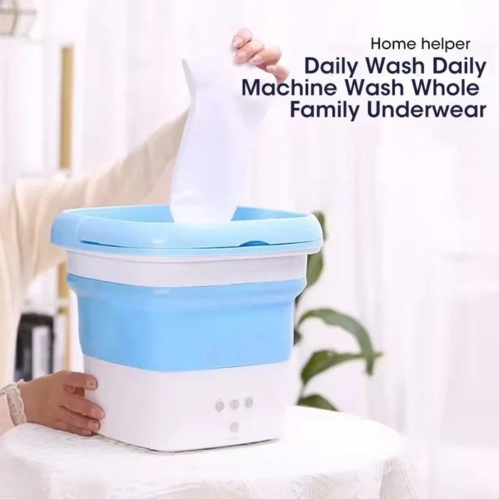 Portable Mini Folding Washing Machine Home Cleaning Bucket Wash Underwear Sock With Dehydration For Travel