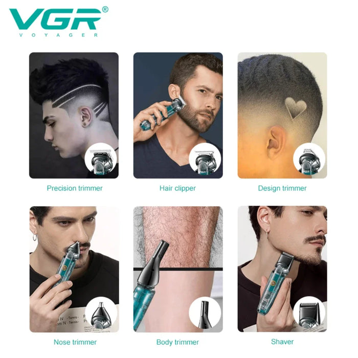 VGR Hair Trimmer Electric Barber Hair Cutting Machine Cordless Hair Clipper Beard Shaver Multifunctional Trimmer for Men V-102