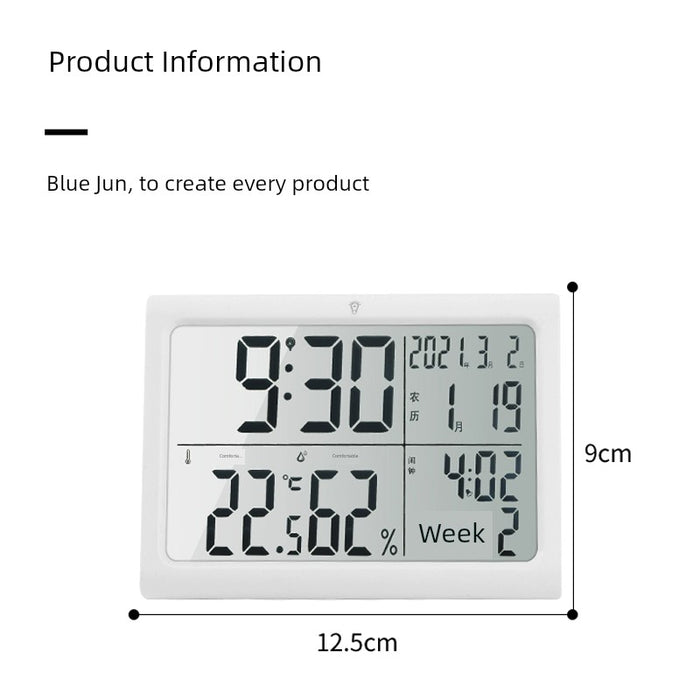 Charging Thermometer Indoor Home Precision High Precision Electronic Hygrometer Psychrometer Display Time Alarm Clock