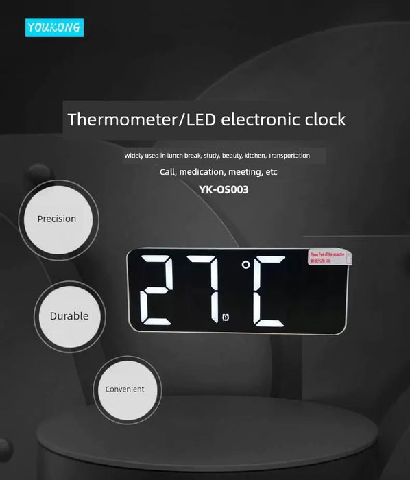 Rechargeable Thermometer Digital Digital Display Clock Home Use Household Bedroom Office Warehouse YK-OS003