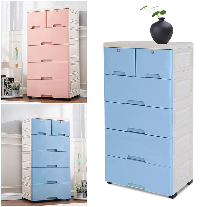 Classic 6 Drawer Plastic Dresser Storage Tower Closet Organizer Unit for Home Office Bedroom