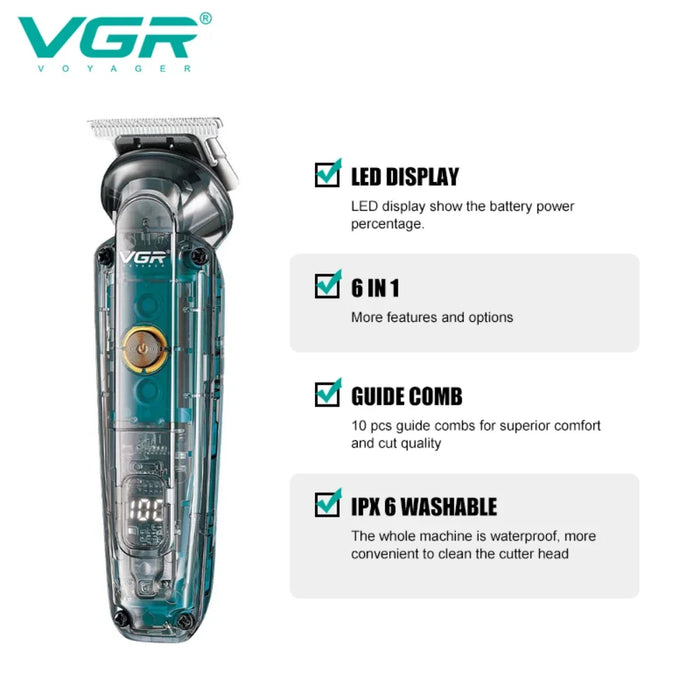 VGR Hair Trimmer Electric Barber Hair Cutting Machine Cordless Hair Clipper Beard Shaver Multifunctional Trimmer for Men V-102