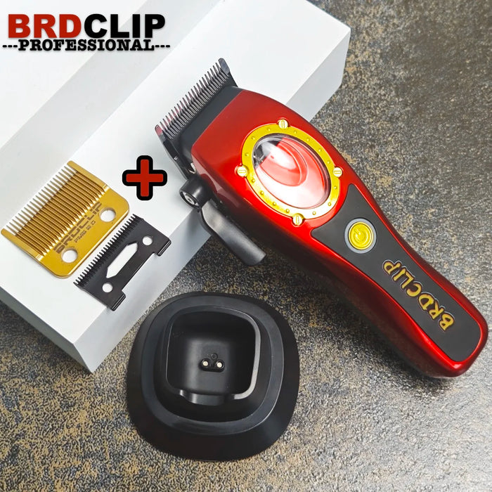 BRDCLIP BRD100 Blade Set Professional Electric Barber 8000RPM Brushed Motor 4500MAH Cordless Gradient Clipper With Base Trimmer