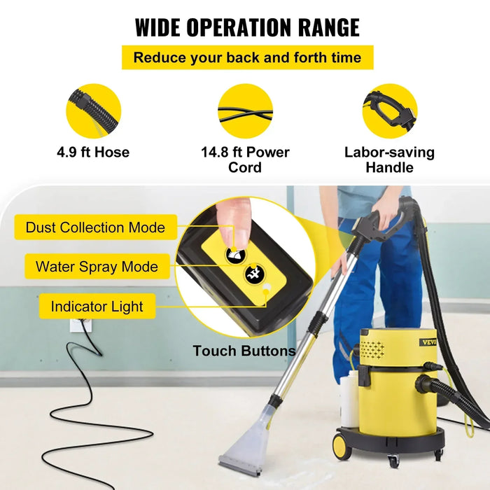 VEVOR Wet Dry Vacuum Cleaner, 5.3 Gallon 2 Peak HP, 4-in-1 Portable Shop Vacuum w/Blow & Spray Function for Household, Car