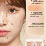 Judydoll Moisturizing Three-Color Concealer Palette High Coverage Long-Lasting Natural Waterproof Sweatproof Makeup Cosmetics