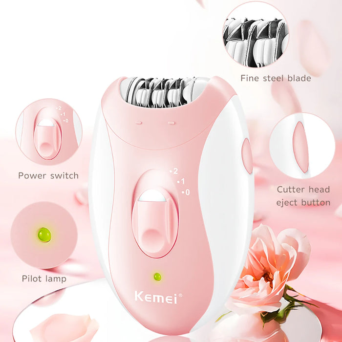 Kemei Epilator Man Women Electric Lady Body Hair Remover Removal Shaver Leg Armpit Face Hair Depilatory Rechargeable 2 Speeds