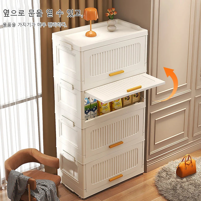 4 Floor Multifunctional Folding Storage locker Thickening Folding Wardrobe Storage Cabinet Home Folding Storage Box With Pulley