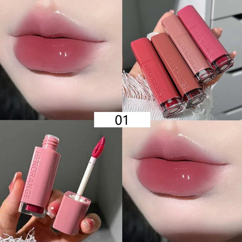 Cloud Mirror Water Light Glass Lip Gloss Ice Tea Lip Glaze Lasting Hydrating Waterproof Transparent Jelly Liquid Lipstick Makeup