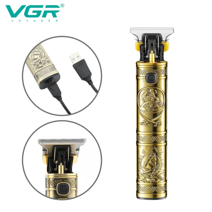 Original VGR Hair Clipper Cordless Trimmer Barber Professional Barber Metal Hair Trimmer Men's Trimmer