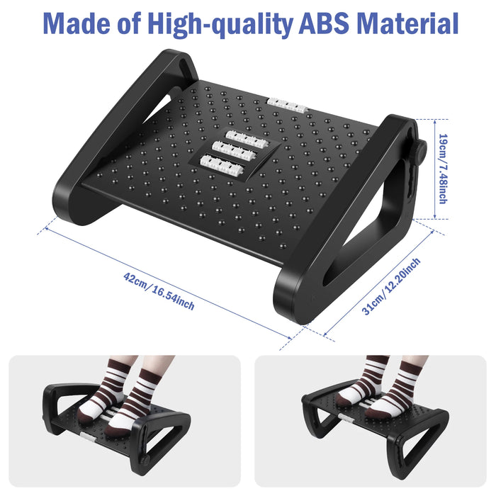 6 Adjustable Height Desk Footrest Ergonomic Foot Rest with Massage Surface  Texture Removable Foot Stool Under Desk for Office