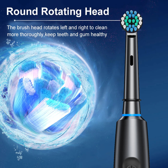 Electric Toothbrush Rechargeable Rotating Electric ToothBrush for Adults Teeth Whitening Cleaner with Brush Heads Travel Case