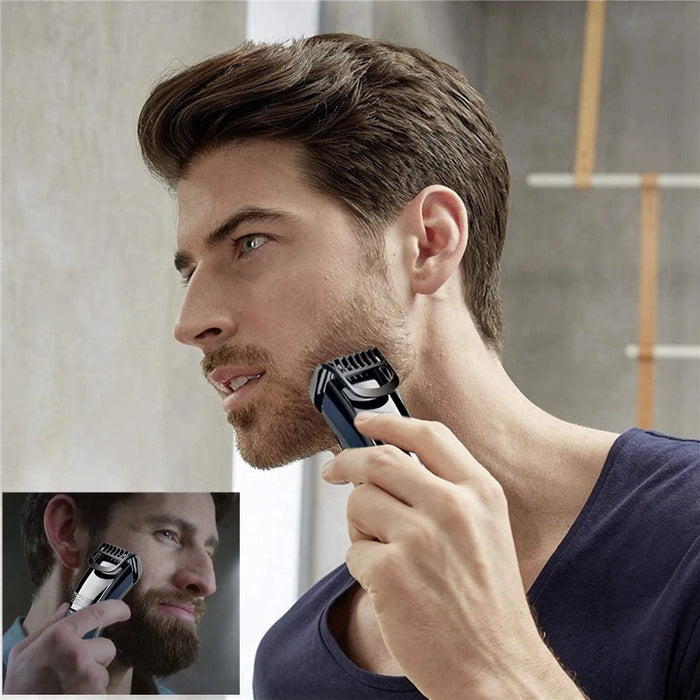 Kemei 0.5-10mm Adjustable Beard Hair Trimmer For Men Rechargeable Mustache Stubble Hair Clipper Face Hair Cutting Machine