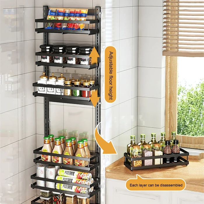 Multi-Layer Wall Mount Rack Bathroom Pantry Door Shelf And Pantry Organizer Storage Racks With Adjustable Basket Kitchen Storage