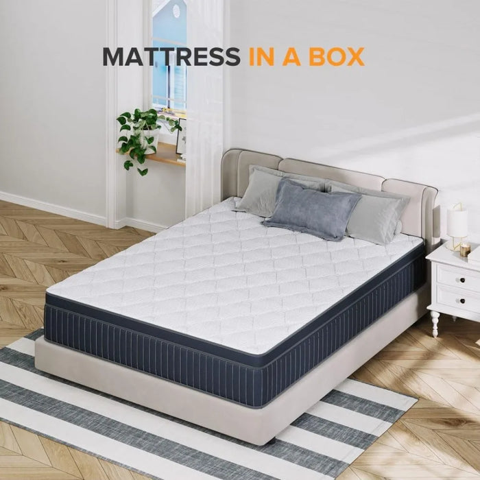 King Size Mattress, 12 Inch Medium Firm Hybrid Mattress with Pocketed Springs and Cool Gel Memory Foam