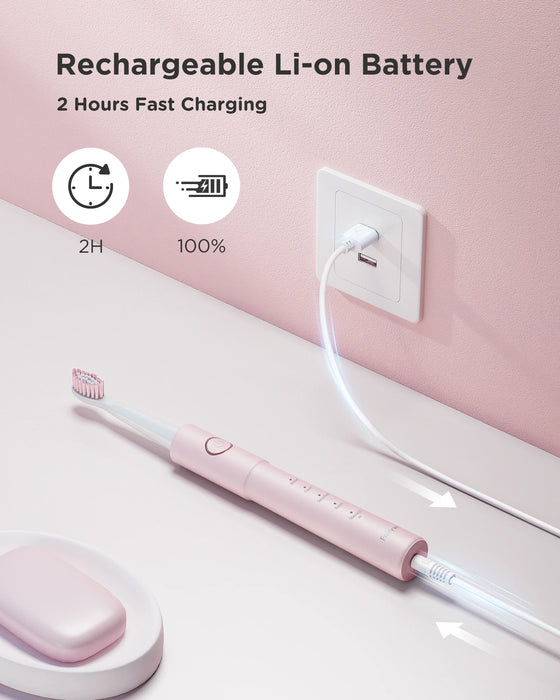 Fairywill Sonic Electric Toothbrush E11 Waterproof USB Charge Rechargeable Electric Toothbrush 8 Brush Replacement Heads Adult