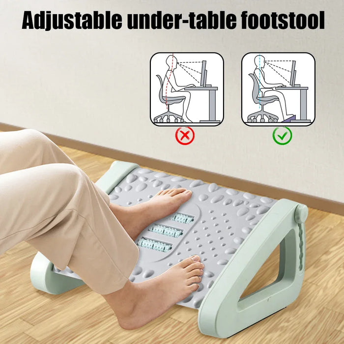 Office Footrest Ergonomic Footrest Stool with Rollers Plastic Adjustable Footrest Stool Comfortable Massage Pad for Home Office