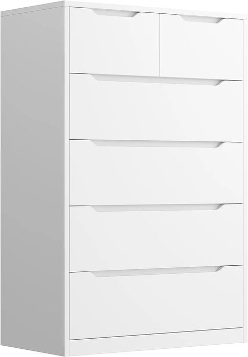 Dresser for Bedroom, White Dresser with 6 Wood Large Drawers, Dressers & Chests of Drawers with Large Organizer