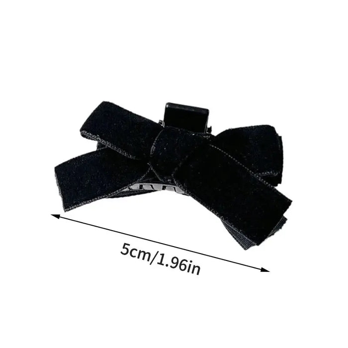 2pcs Black Bow Small Grab Clip Women's Autumn And Winter Vintage Velvet Bangle Clip Hair Clip Style Princess Hair Clip Headwear