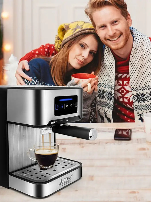 LCD Touch Espresso Coffee Machine Maker Semi-Automatic Pump With Cappuccino Milk Bubble Maker