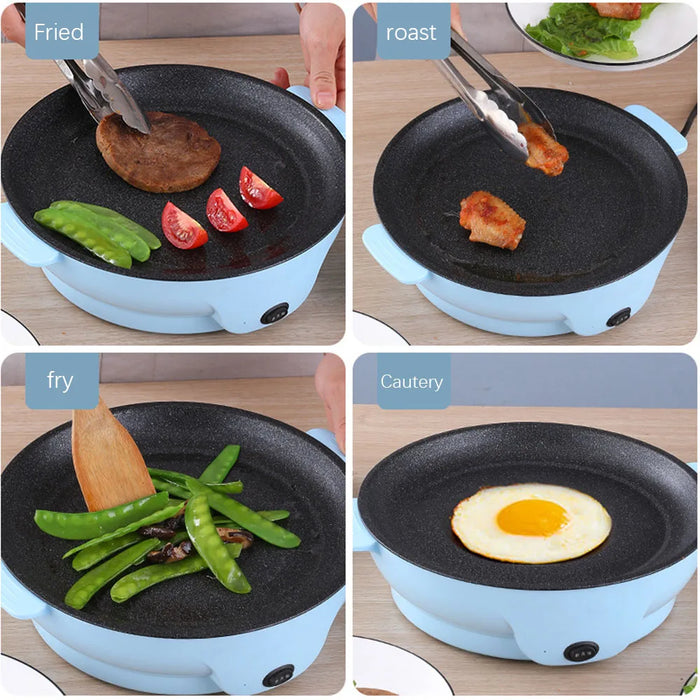 Multifunction Electric Frying Pan Skillet Non-Sticky Grill Fry Baking Roast Pan Cooker Steak Barbecue Cooking Kitchen Tool 220V