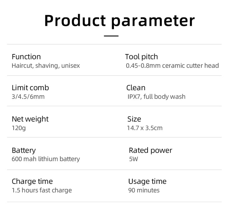 Kemei Electric Hair Clipper Professional Sensitive Area Haircuts Machine IPX7 Waterproof Body Trimmer with Charging Base KM-1838