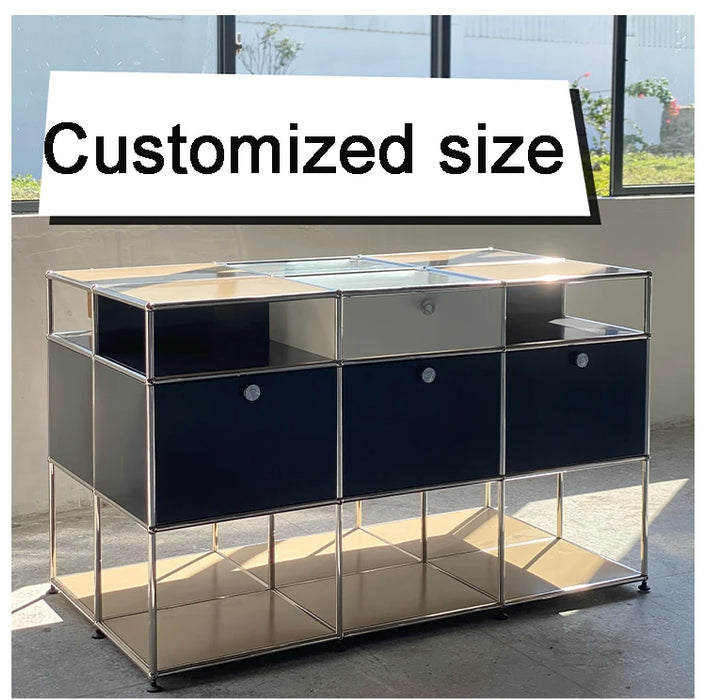 Module Modular DIY Furniture Haller Storage Shelf Sideboard Customized Size Night Stand Cabinet Stainless Steel Home Use