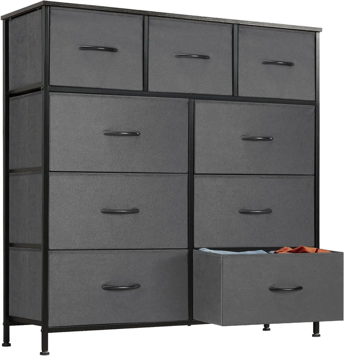 Dresser for Bedroom Drawer Organizer Fabric Storage Tower with 5/6/8/9 Drawers, Steel Frame, Wood Top for Bedroom, Closet