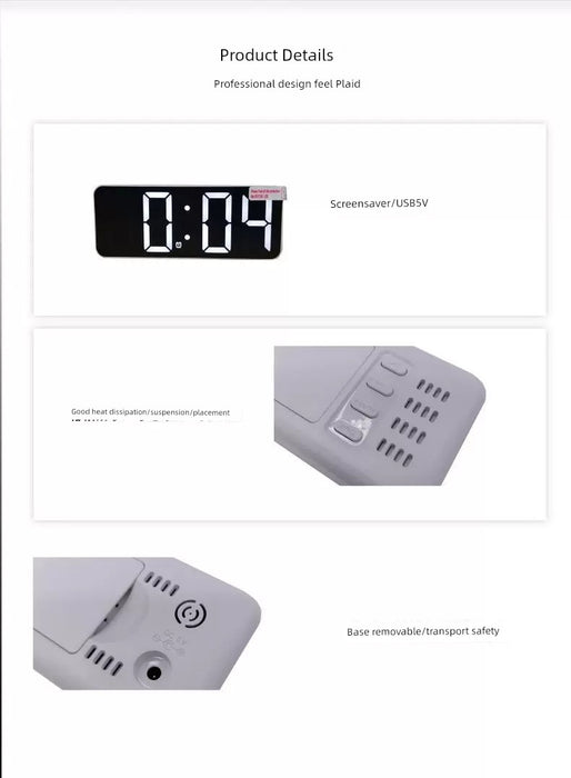 Rechargeable Thermometer Digital Digital Display Clock Home Use Household Bedroom Office Warehouse YK-OS003