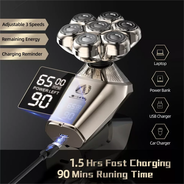 SEJOY 5IN1 Rotary Electric Shaver 7D Rechargeable Bald Head Beard Trimmer Razor