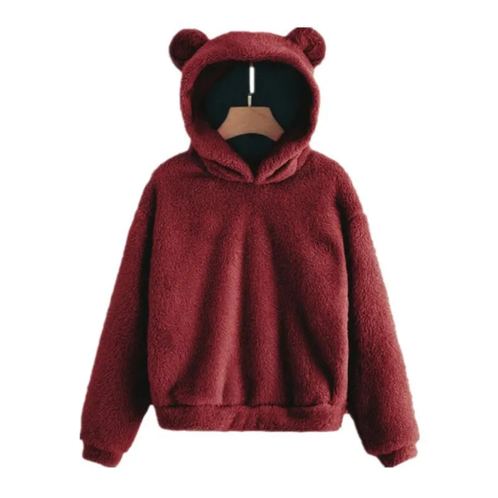 New Plush Rabbit Ear Hooded Autumn Winter Double-sided Velvet Warm Cute Sweater Home Loose Pullover Fashion Casual Tops