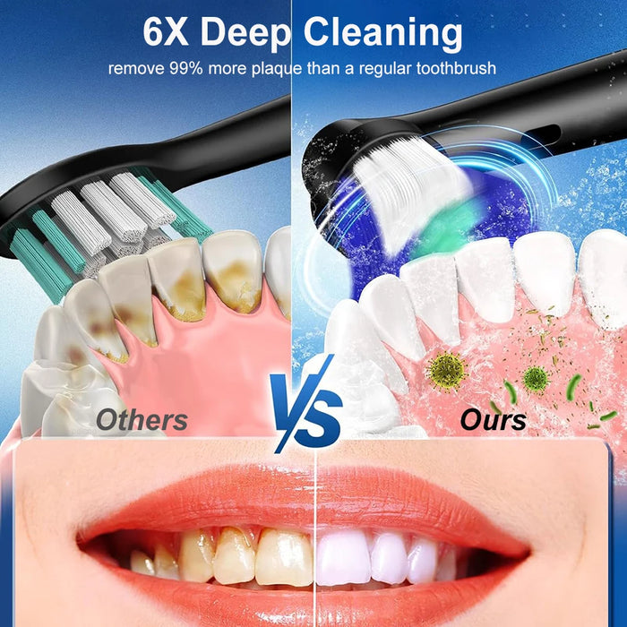 Electric Toothbrush Rechargeable Rotating Electric ToothBrush for Adults Teeth Whitening Cleaner with Brush Heads Travel Case