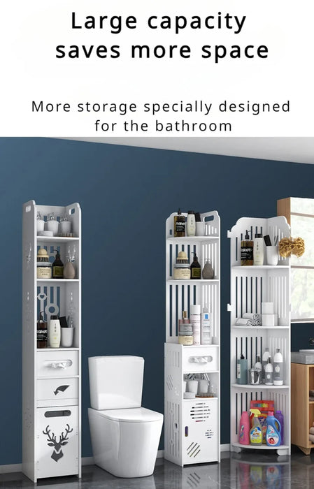 Floor Standing Bathroom Cabinet Multi-Layer Toilet Edge Cabinet Toilet Side Cabinet Storage Slot Storage Cabinet Waterproof