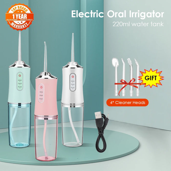 Oral Irrigator Dental Water Flosser Portable Dental Water 3 Modes Teeth Cleaner Toothbrush Oral Hygiene Clean USB Rechargeable