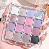 16 color eyeshadow palette - Glitter, matte and shimmer finish in gentle fall and winter tones of blue, brown, coral and pink