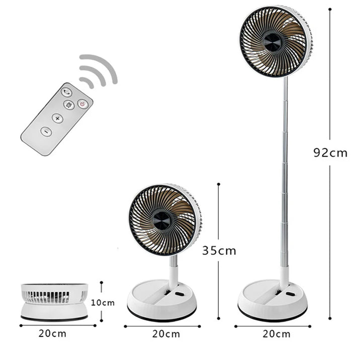 Retractable Folding Fan Outdoor Remote Control Fan Floor Fan Rechargeable Portable 7-inch USB Cooling Fan