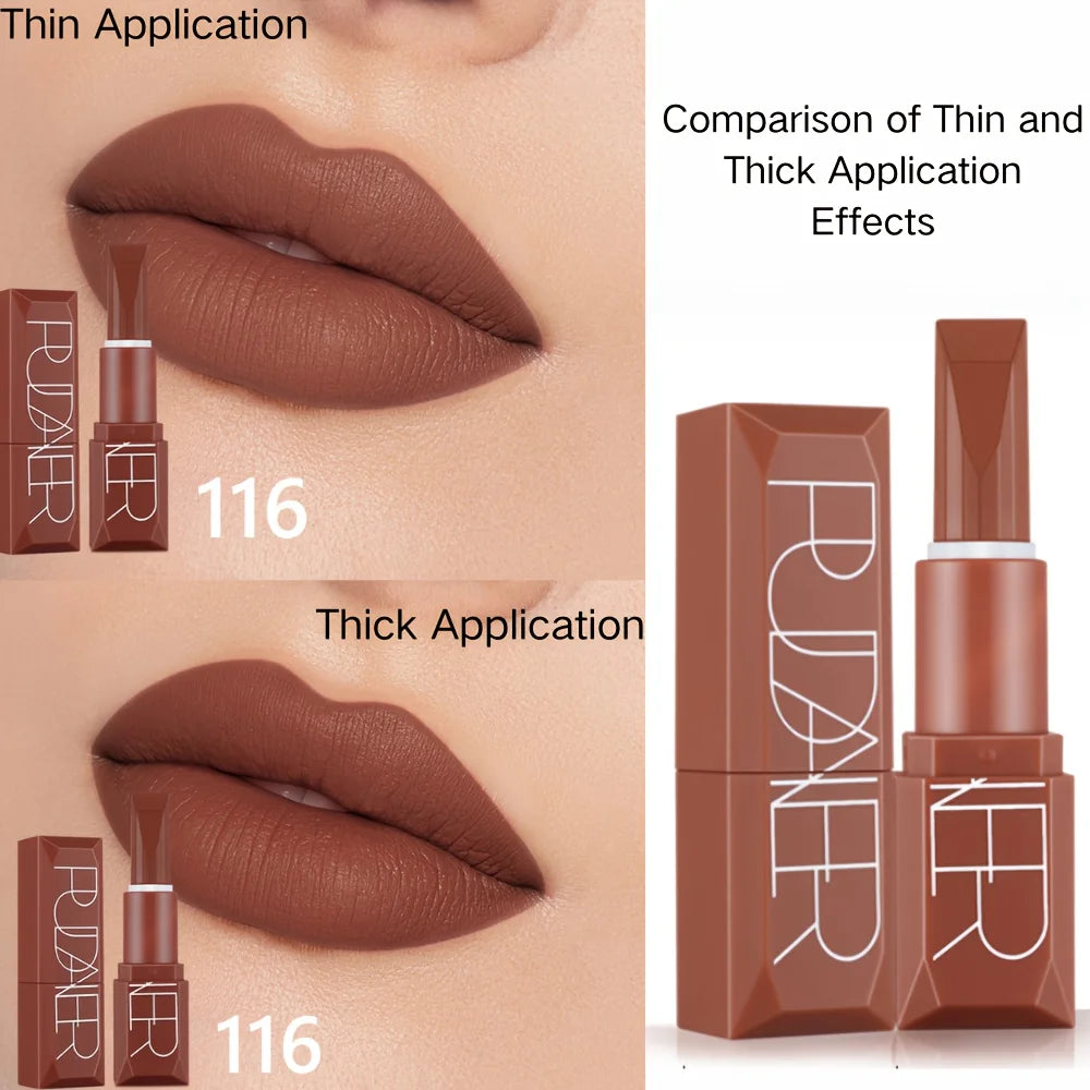 Waterproof Matte Lipstick, Long-Lasting Lip Color, Easy to Apply, High Pigment Lipstick, Suitable for All Parties and Festivals