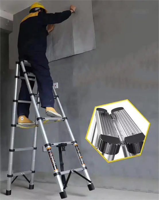 1.4+1.4M Folding Ladder Stainless Steel Scaffolding  Stairs Portable Ladder Scales for Home Telescopic Engineering Step Stool