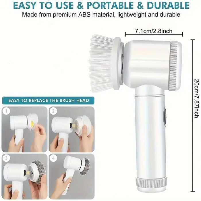 New 5in1 Electric Spin Scrubber,Bathroom Cleaning Brush Power Scrubber with 5 Replaceable Brush Heads, Electric Cleaning Brush