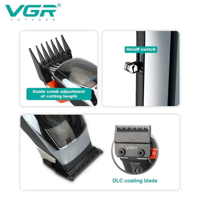 VGR Hair Clipper Cordless Hair Cutting Machine Adjustable Hair Trimmer Magnetic Motor 9000 RPM Haircut Clipper for Men V-647