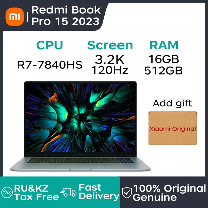 Xiaomi Laptop RedmiBook Pro 15 2023 AMD Ryzen 7 R7-7840HS 16G RAM 512G/1T/2T SSD 3.2K 120Hz 15.6'' Notebook PC Computer