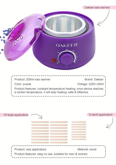 [Us Plug] 200ml Wax Melting Machine, Wax Heating Pot, Wax Hair Removal Machine, Wax Bean Machine, With 200g Wax Beans