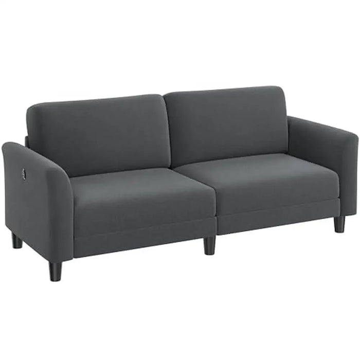 67" Fabric 2 Seater Loveseat Sofa with USB Ports Dark Gray Room Office Bedroom Comfortable Relaxation Adults Socializing