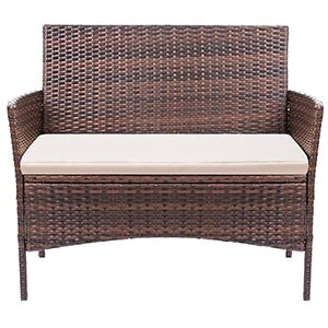 Patio Furniture 4 Pieces Conversation Sets Outdoor Wicker Rattan Chairs Garden Backyard Balcony Porch Poolside loveseat with