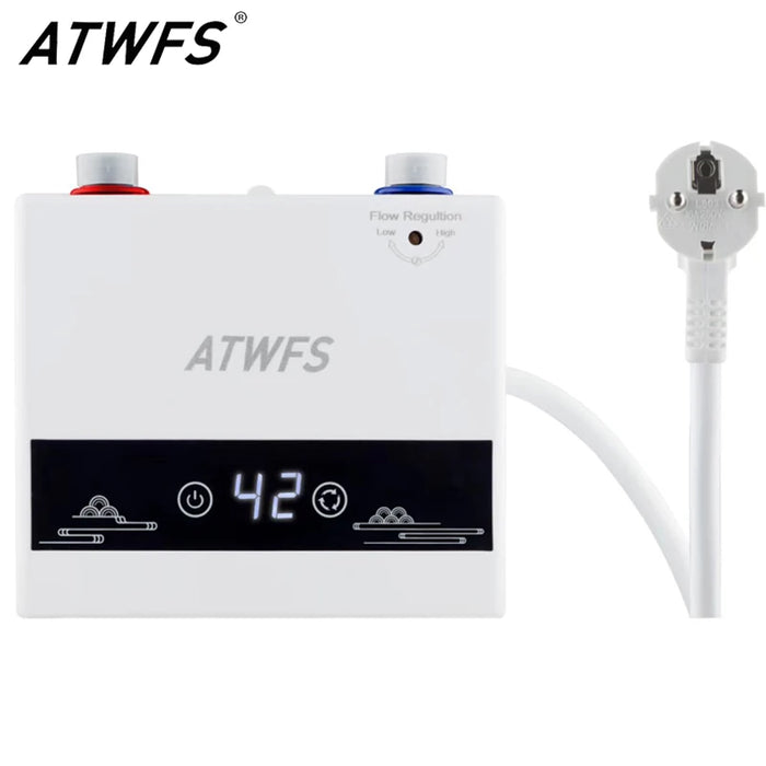 ATWFS 220V 4600W Instant Water Heater Electric Heaters for Bathroom Hot Water Shower Home Kitchen Heating