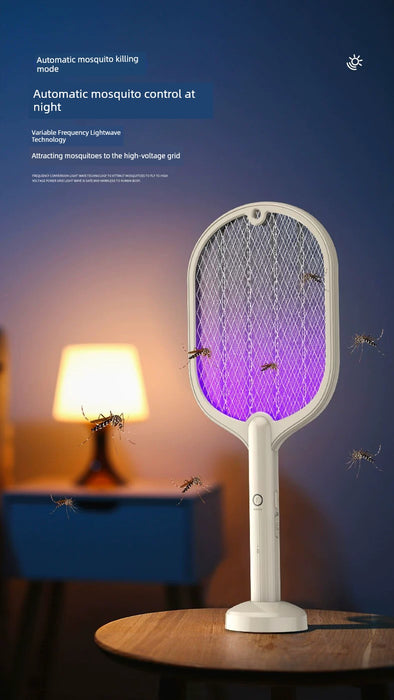 Smart For Home 2-in-1 Electric Mosquito Swatter Rechargeable Mosquito Killer Mosquito Trap Fly Electric Shock Mosquito Killer Battery Racket Swatter