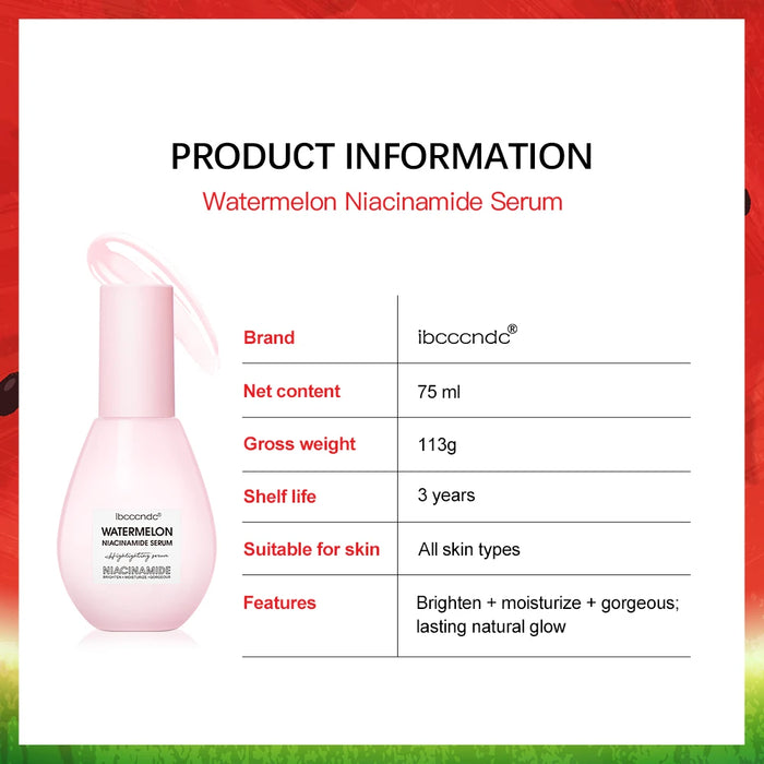 ibcccndc New Watermelon nicotinamide Light Bulb Essence Moisturizing Skin Brightening Face Brightening Essence