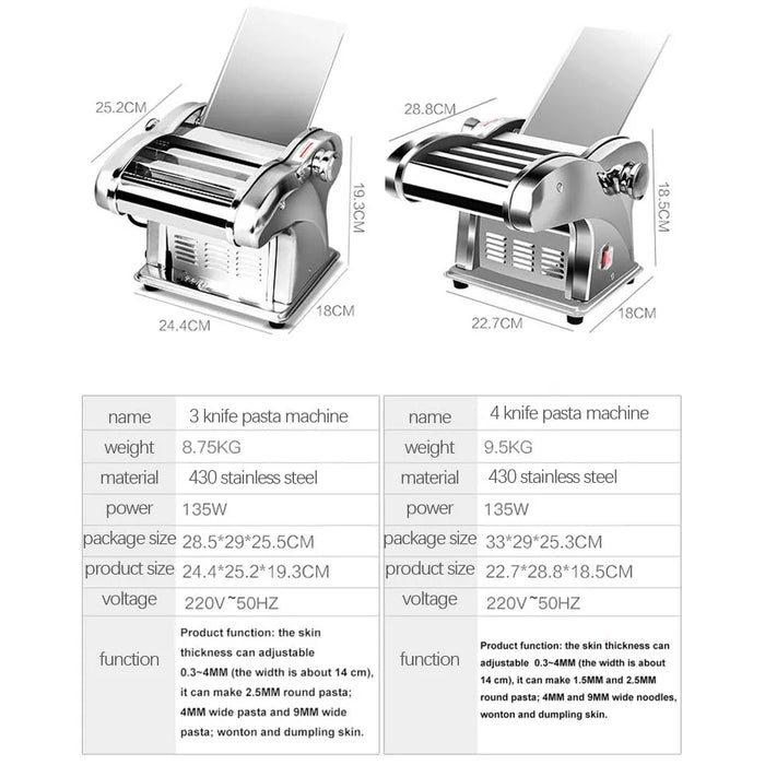 1 Blade Electric Stainless Steel Pasta Maker Machine Noodle Making Machine Dough Sheeter Dough Roller